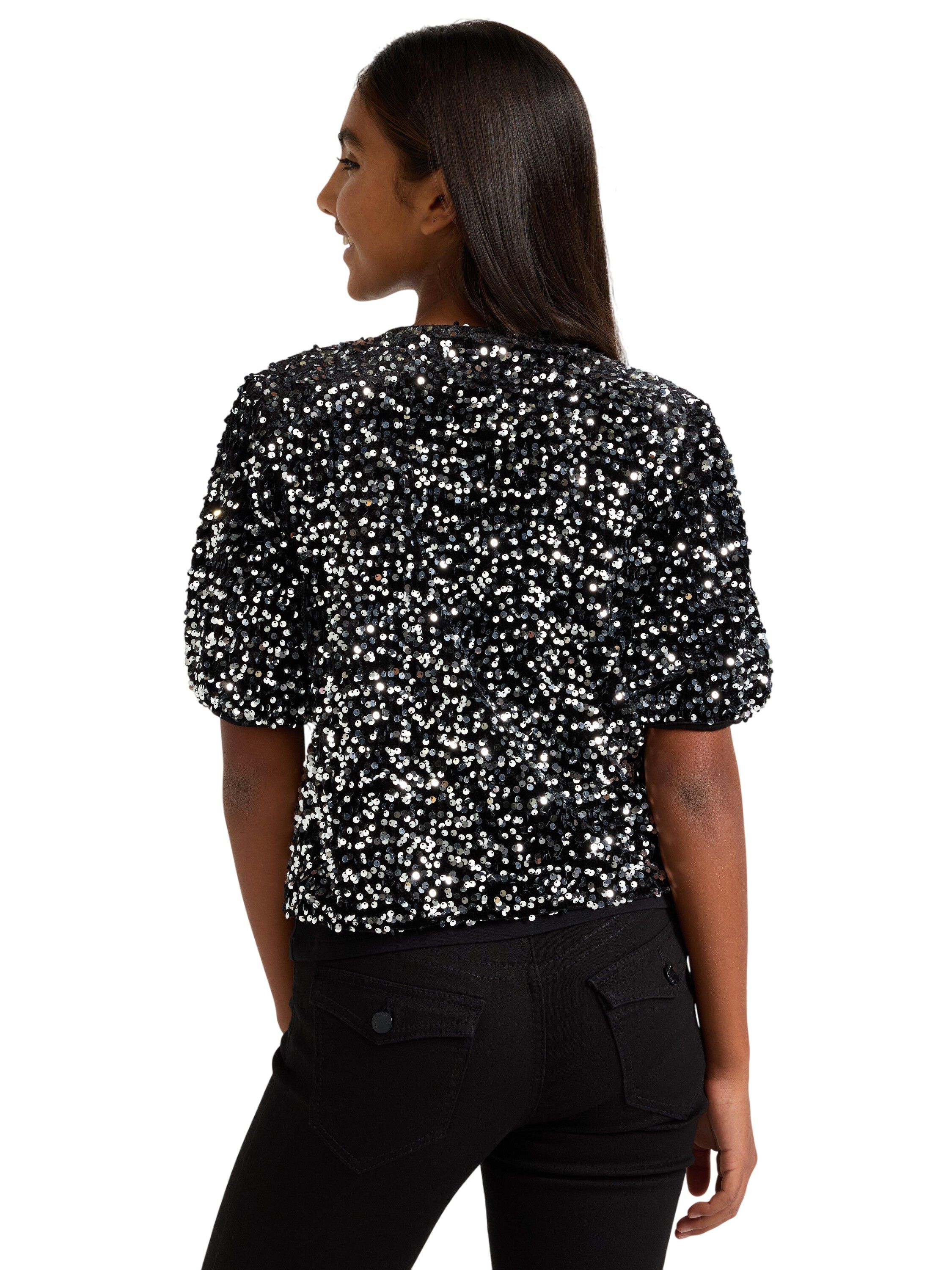 Kort&auml;rmad topp med paljetter och ro