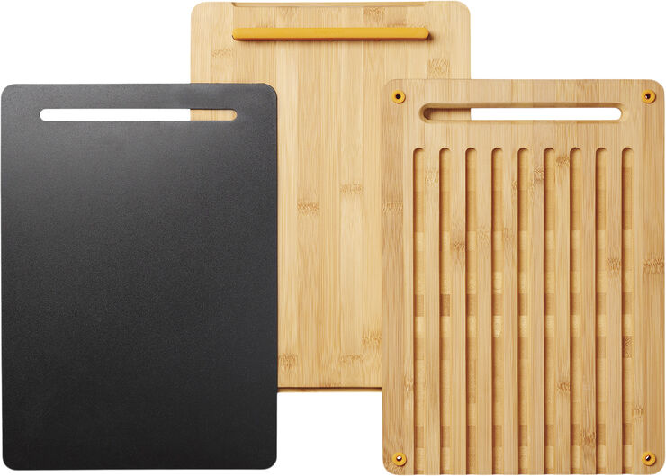 Fiskars FF skærebræt i bambus, sæt med 3 stk.