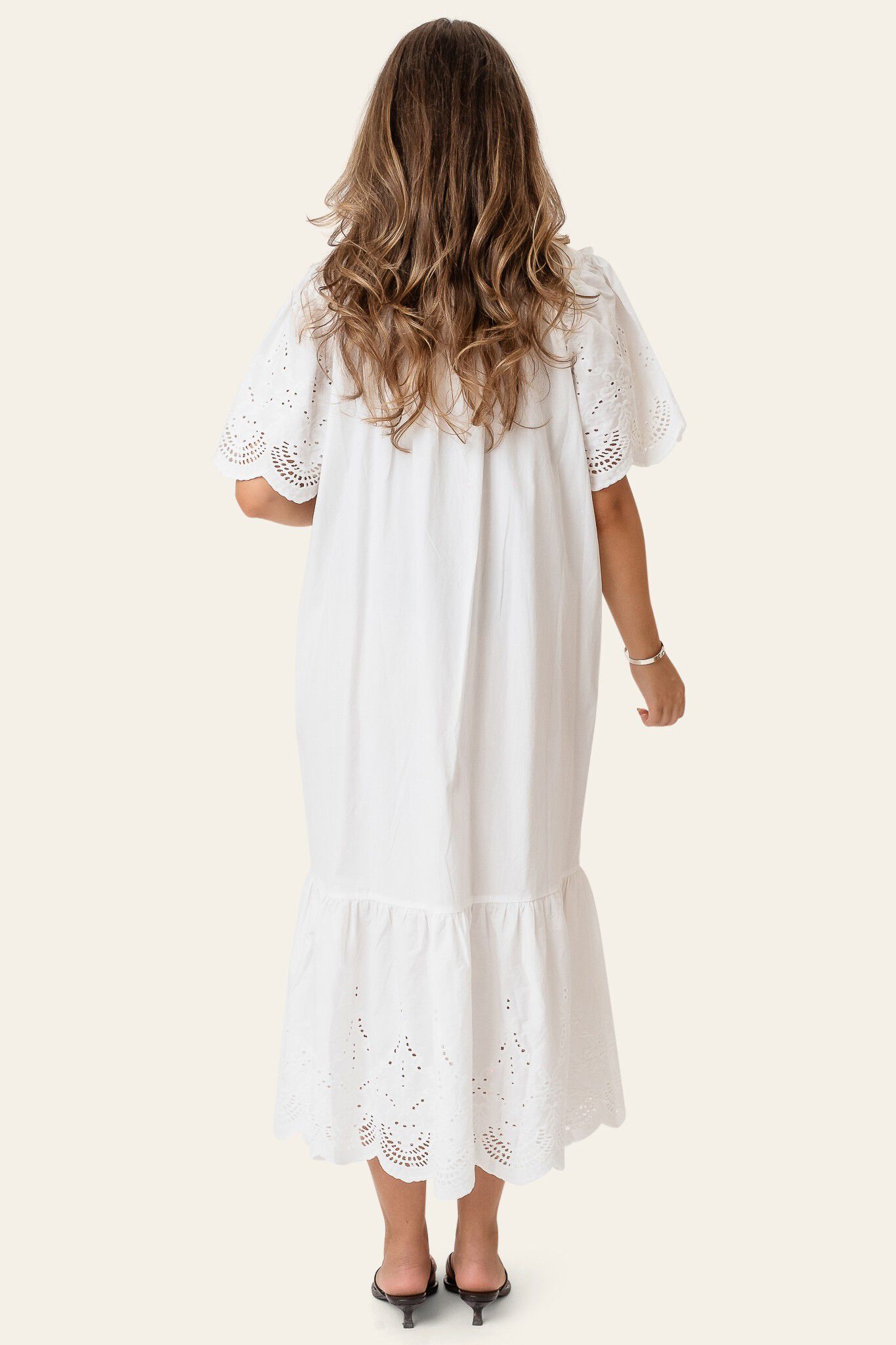 SolveigIC Long Dress - White Embroi