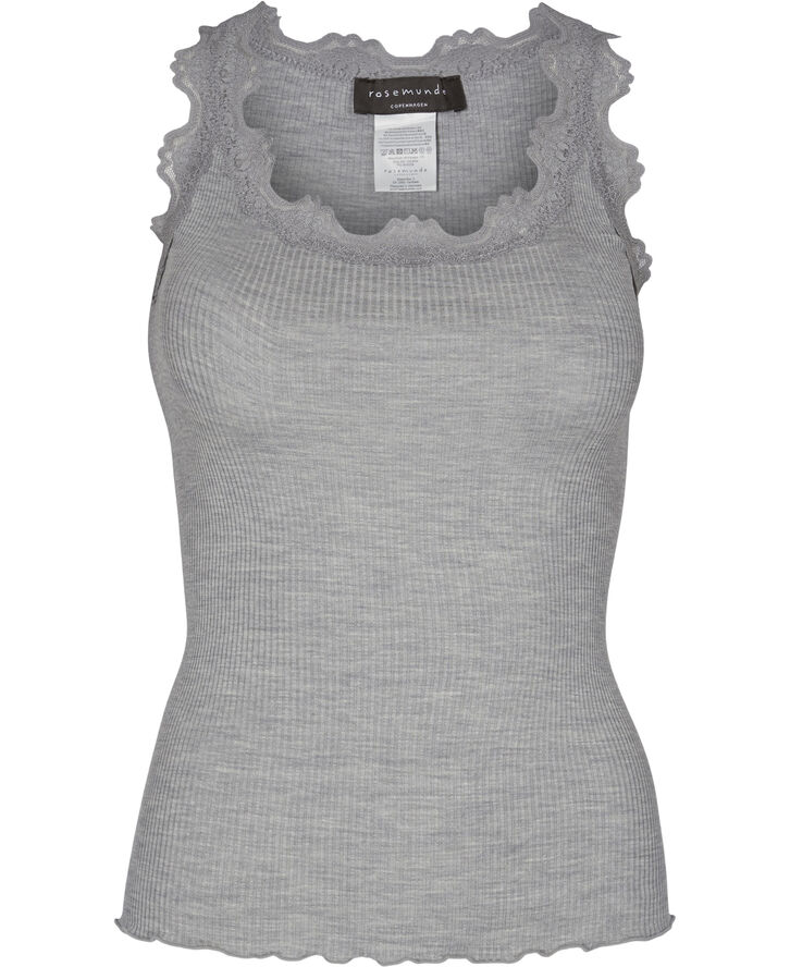 Silk top regular w/vintage lace