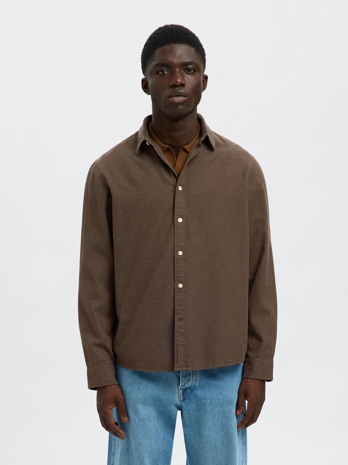 Slhregnoah Brushed Twist Shirt Ls Noos