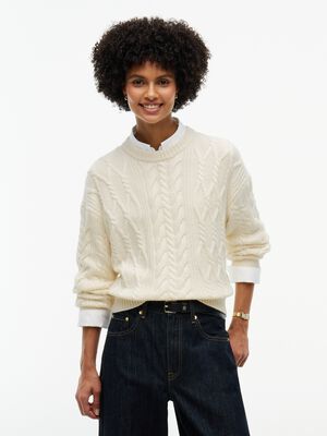 Relaxed Cable Knit Jumper With Silk