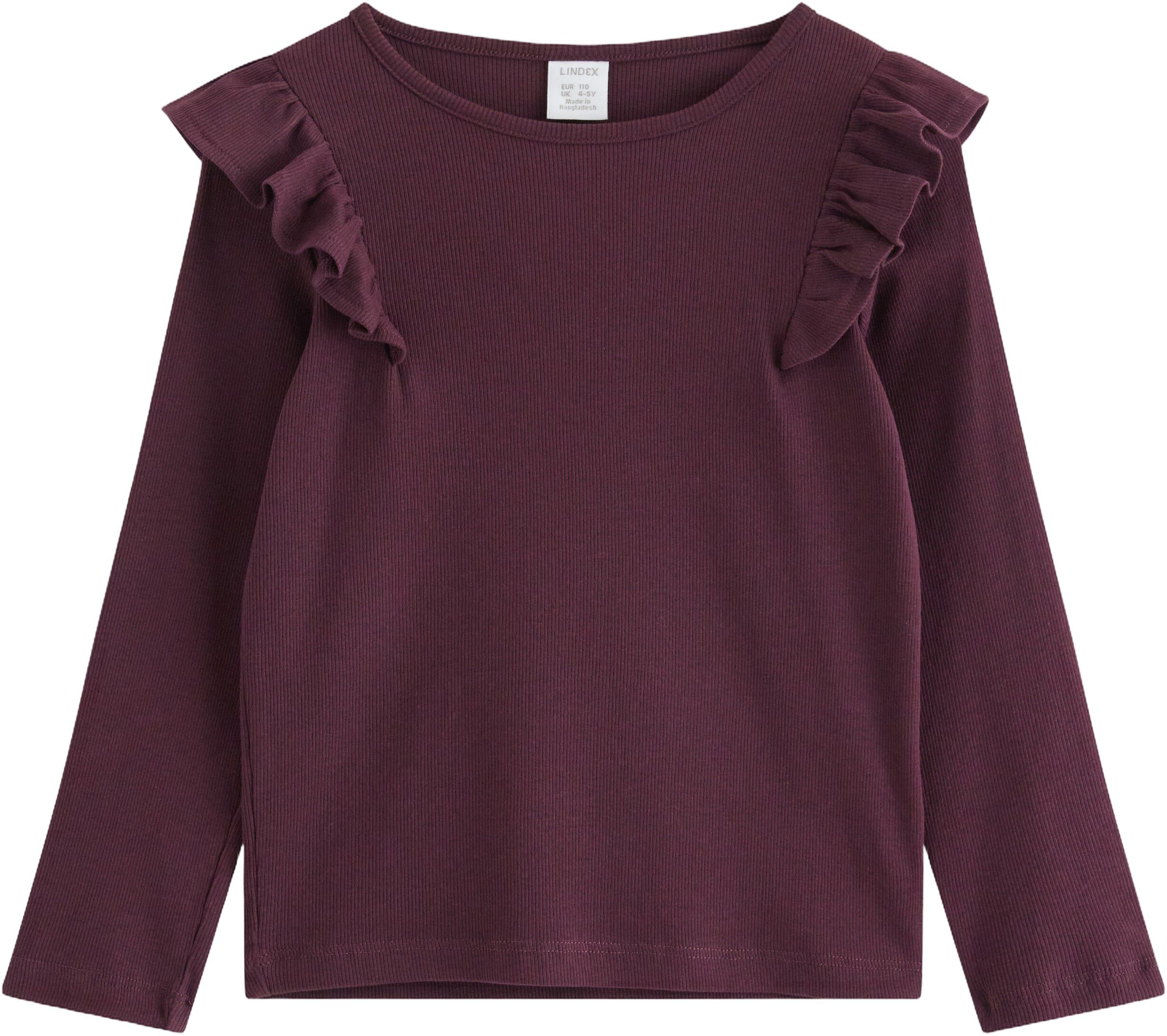 Long-sleeved top in ribbed cotton j