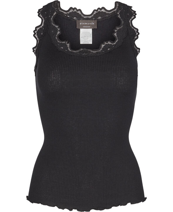 Silk top regular w/vintage lace