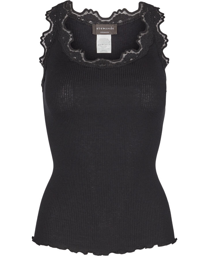 Silk top regular w/vintage lace