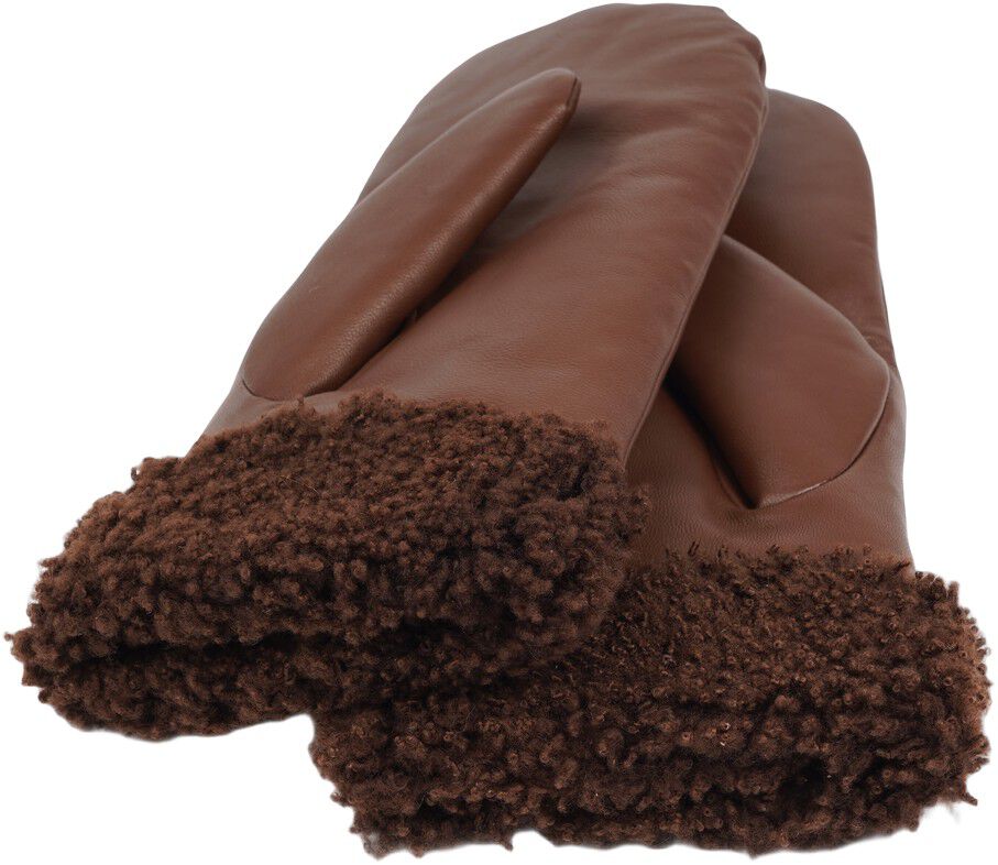 MATERA - FEMININE LEATHER MITTENS W/ CURLY SHEARLING