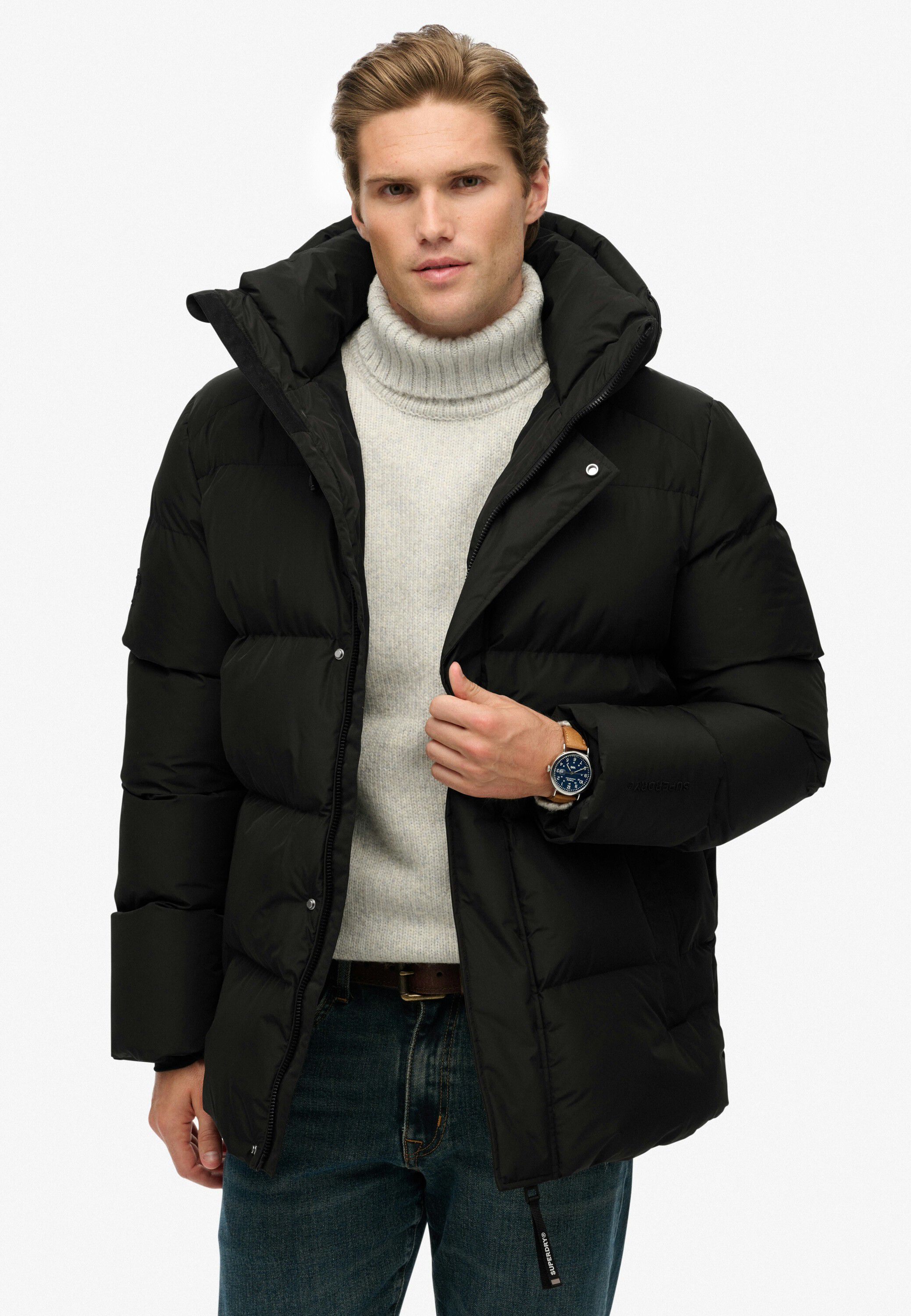 HOODED 5 BAFFLE SPORTS PUFFER