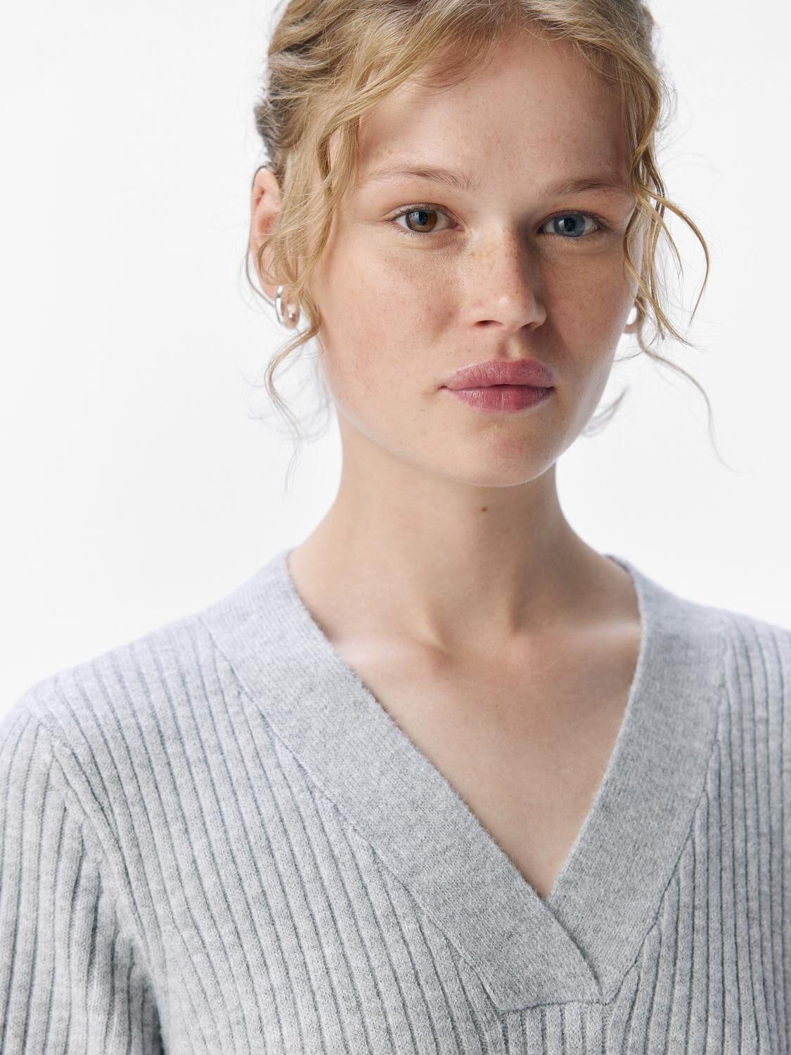 OBJELVA L/S RE V-NECK KNIT DRESS DI