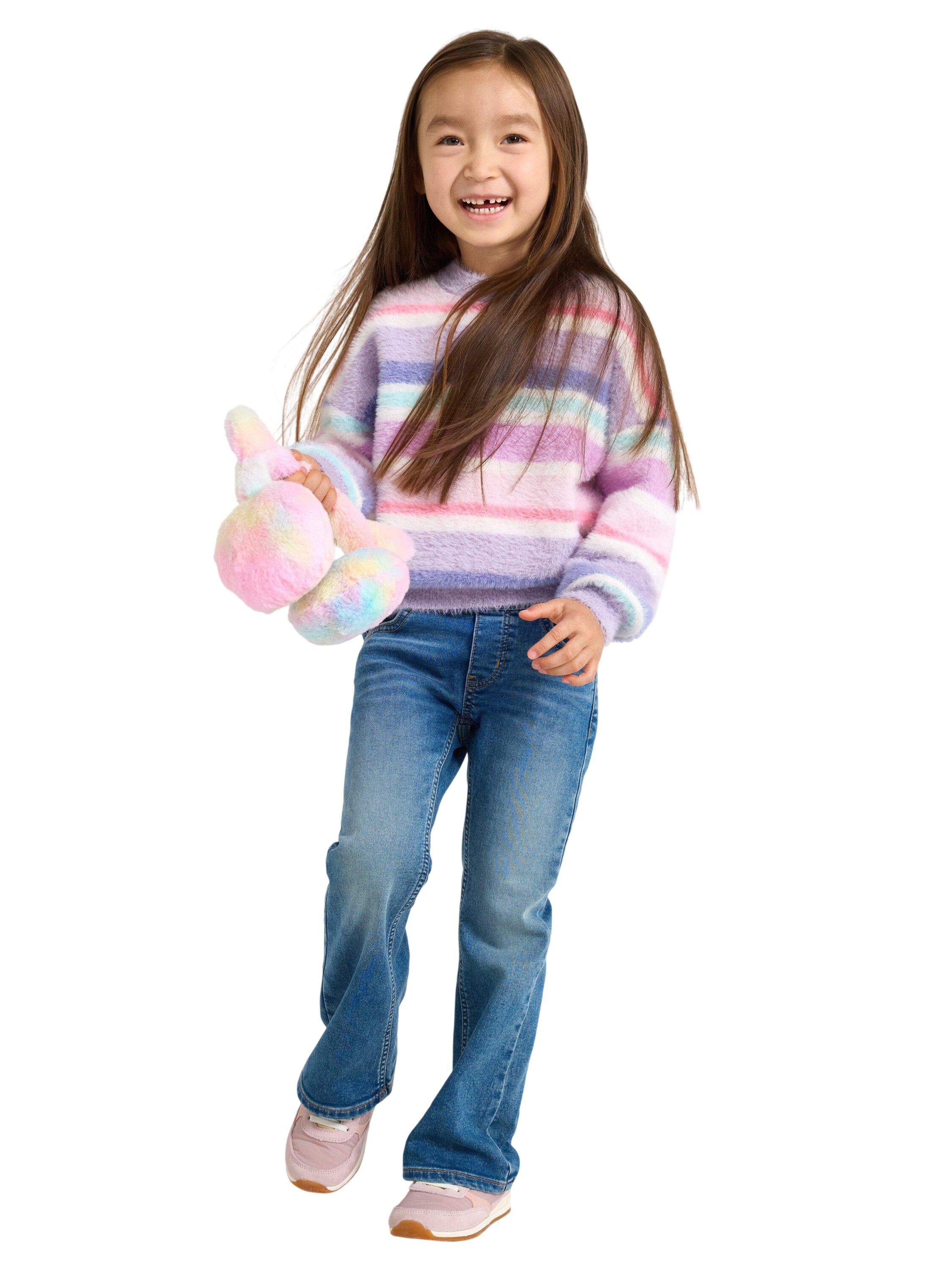 Mjuk l&aring;ng&auml;rmad stickad tr&ouml;ja i fj&auml;d