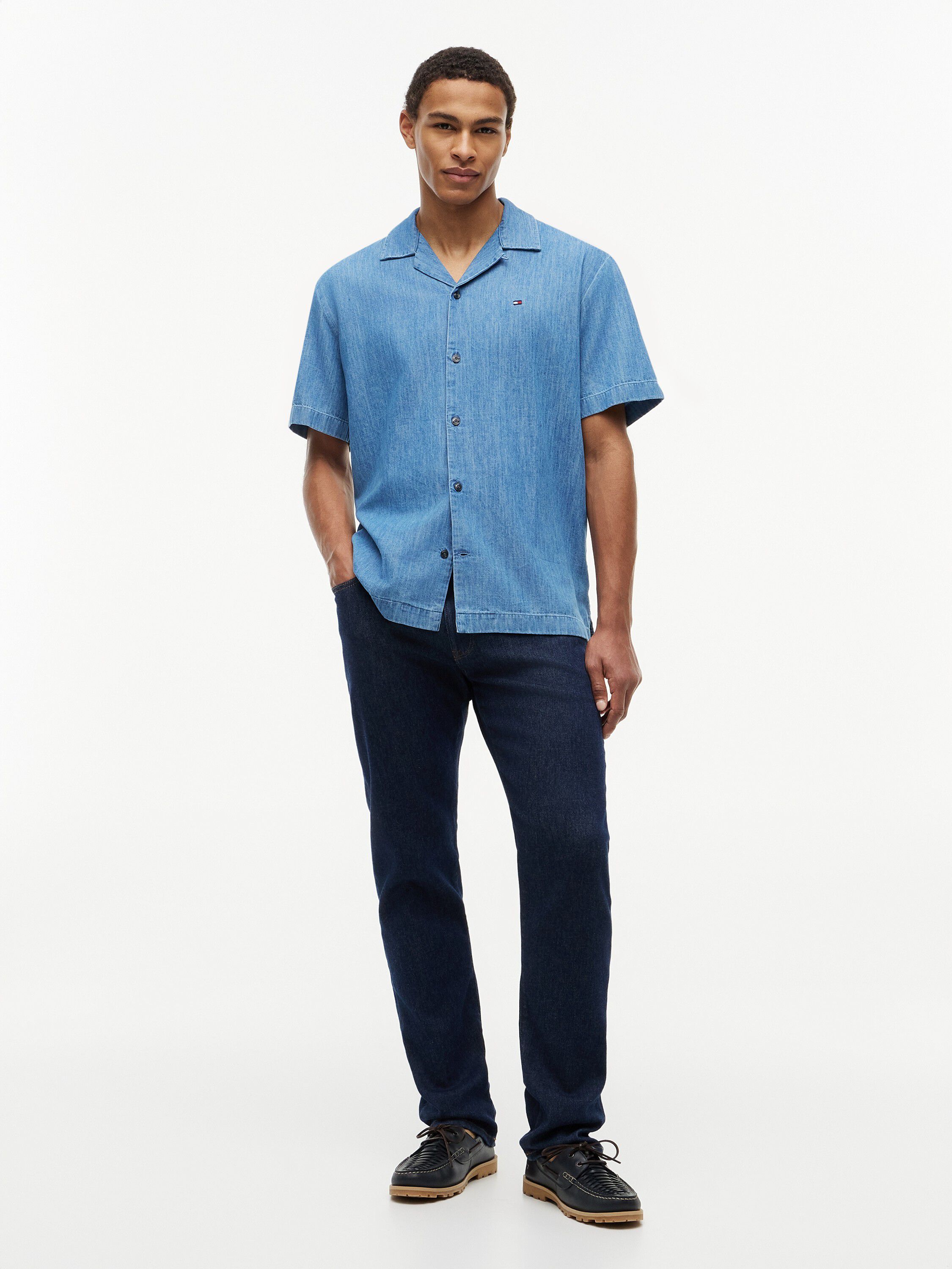 DENIM CAMP COLLAR SHIRT