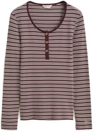 SLIM RIBBED LS HENLEY TOP