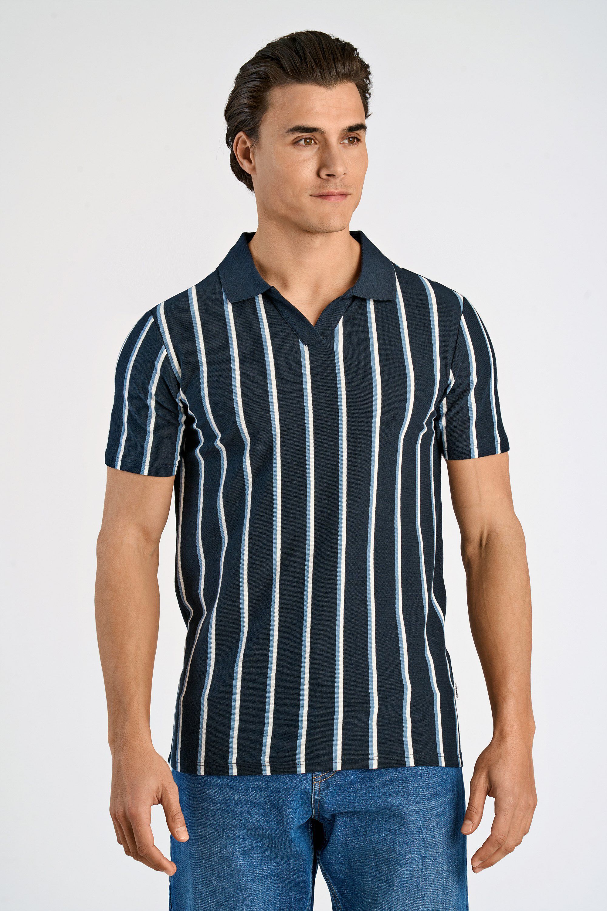 Striped piqu&eacute; polo shirt S/S