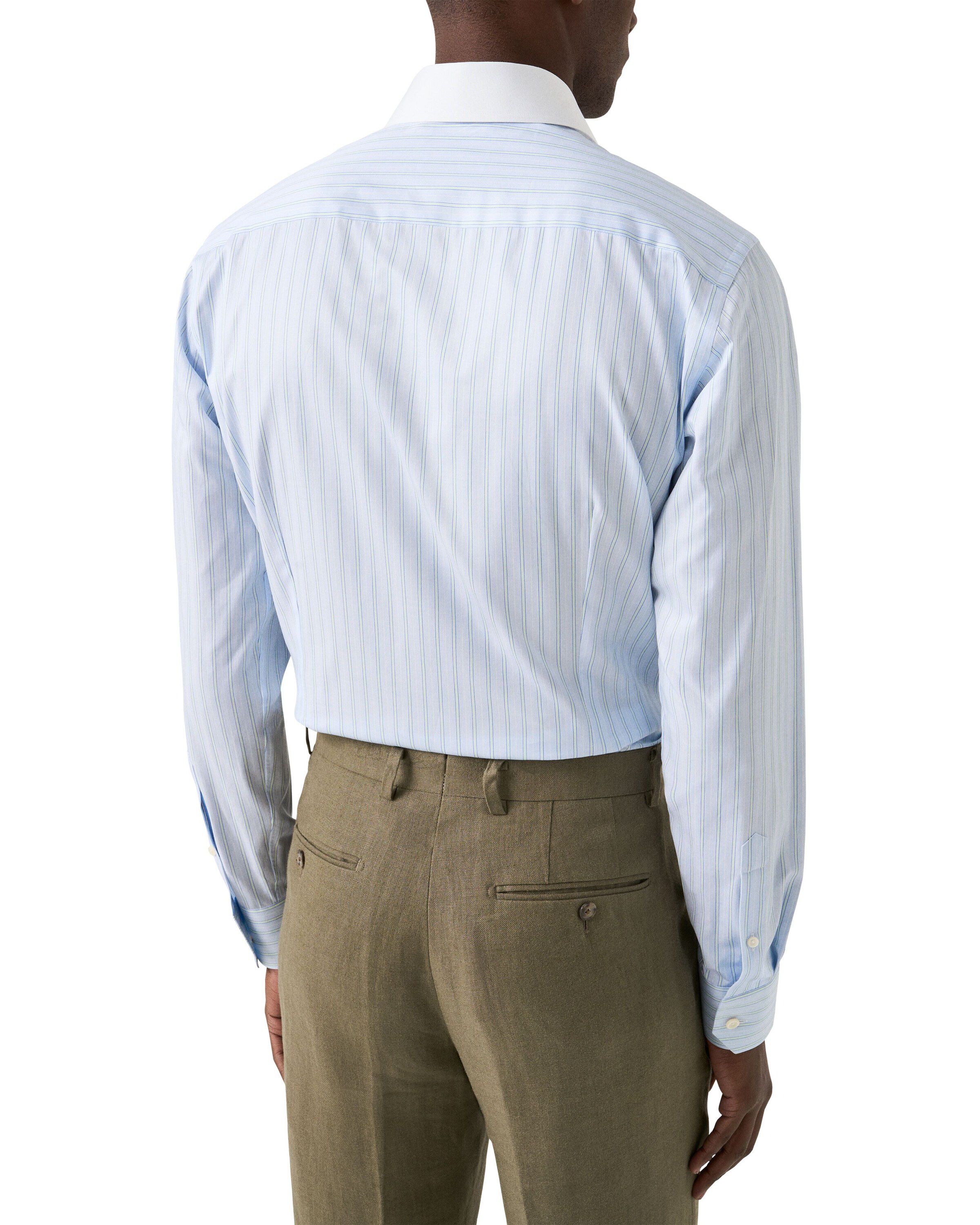 Striped White Collar Signature Twil