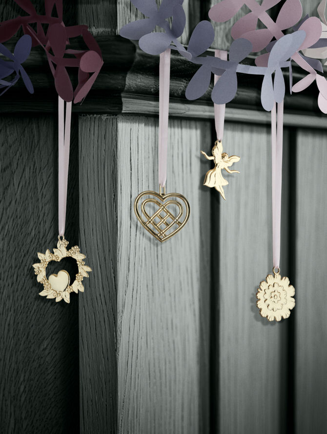 Flettet julehjerte H6. 5 forgyldt