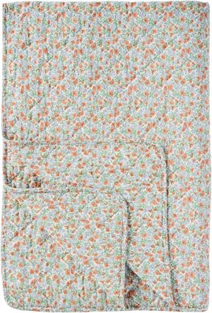 Quilt m/lysebl&aring; og rust blomster