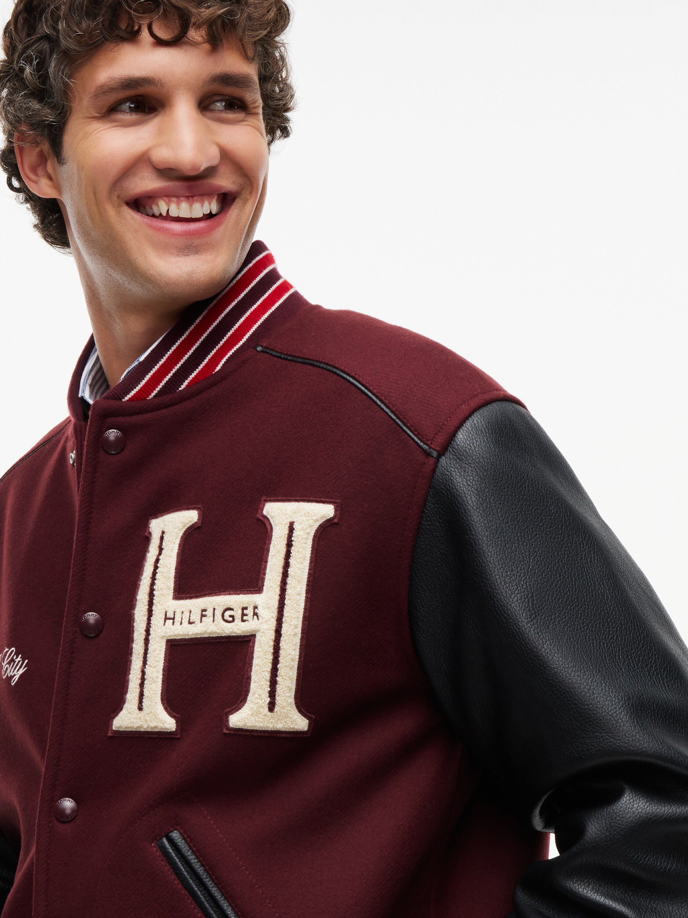 Wool Blend Varsity Jacket With Cashmere