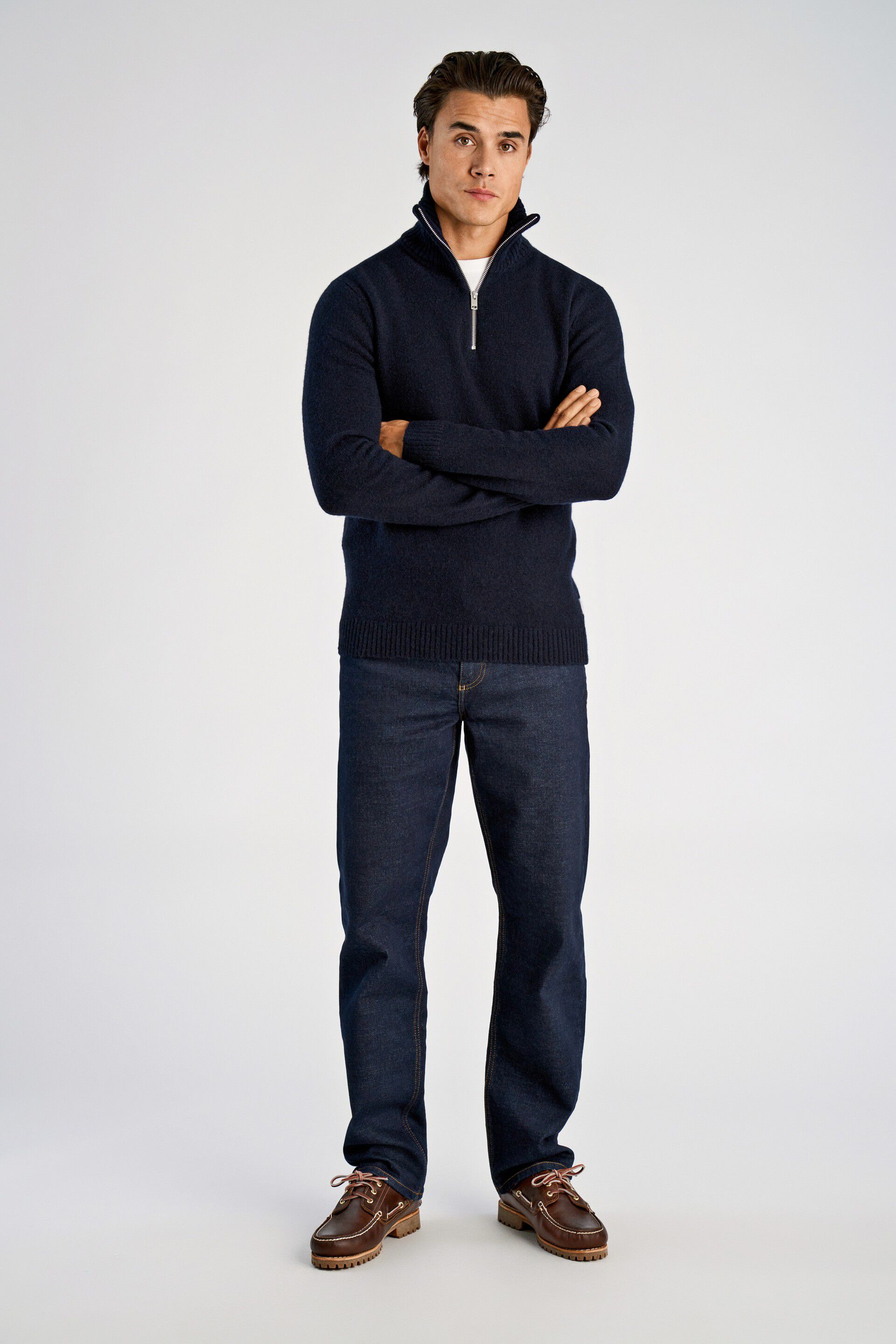 Lambswool half zip knit