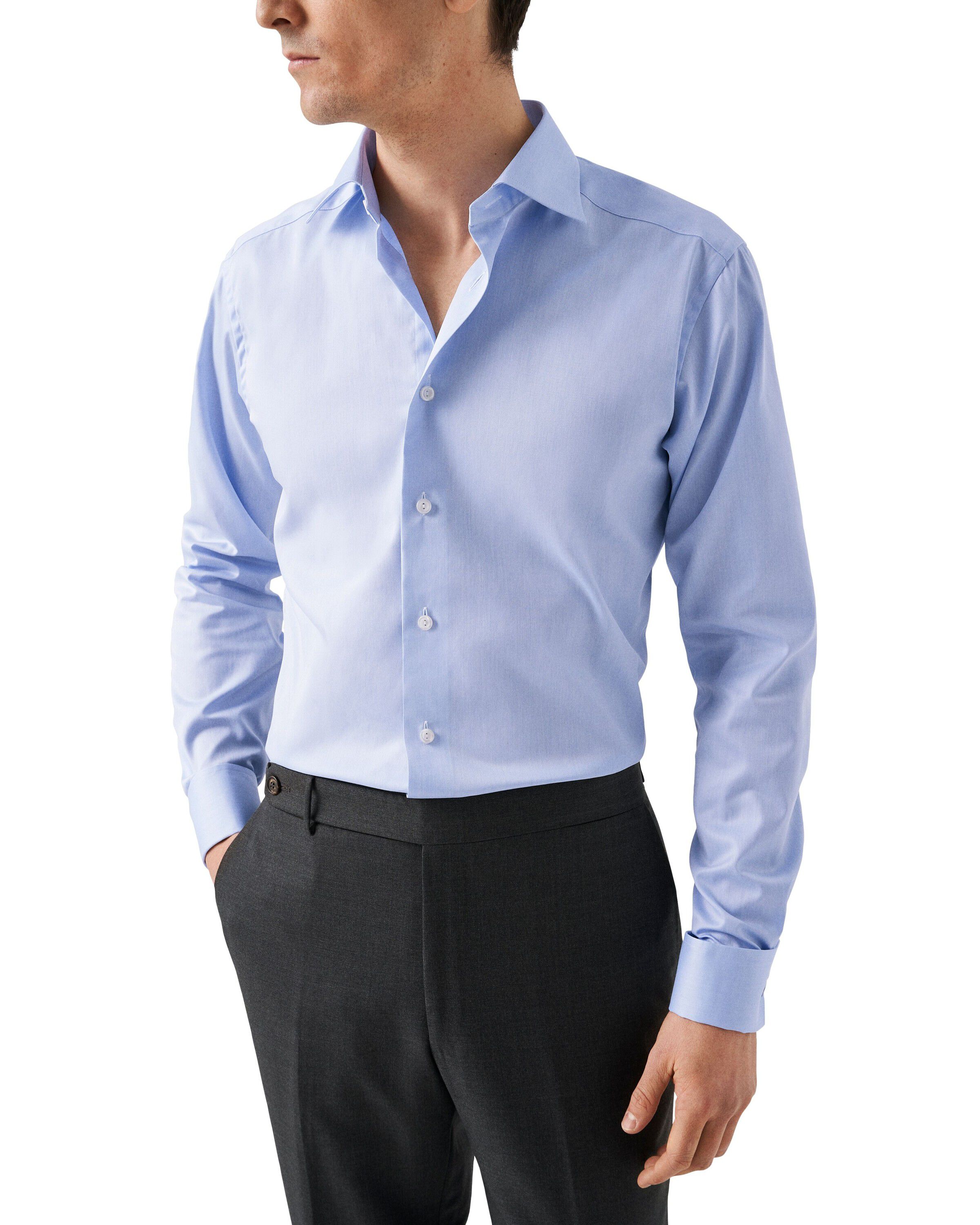 Light Blue Signature Twill Shirt French Cuffs - Contemporary Fit