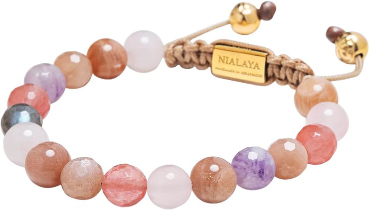 Women's Beaded Bracelet with Cherry Quartz, Rose Quartz, Ame