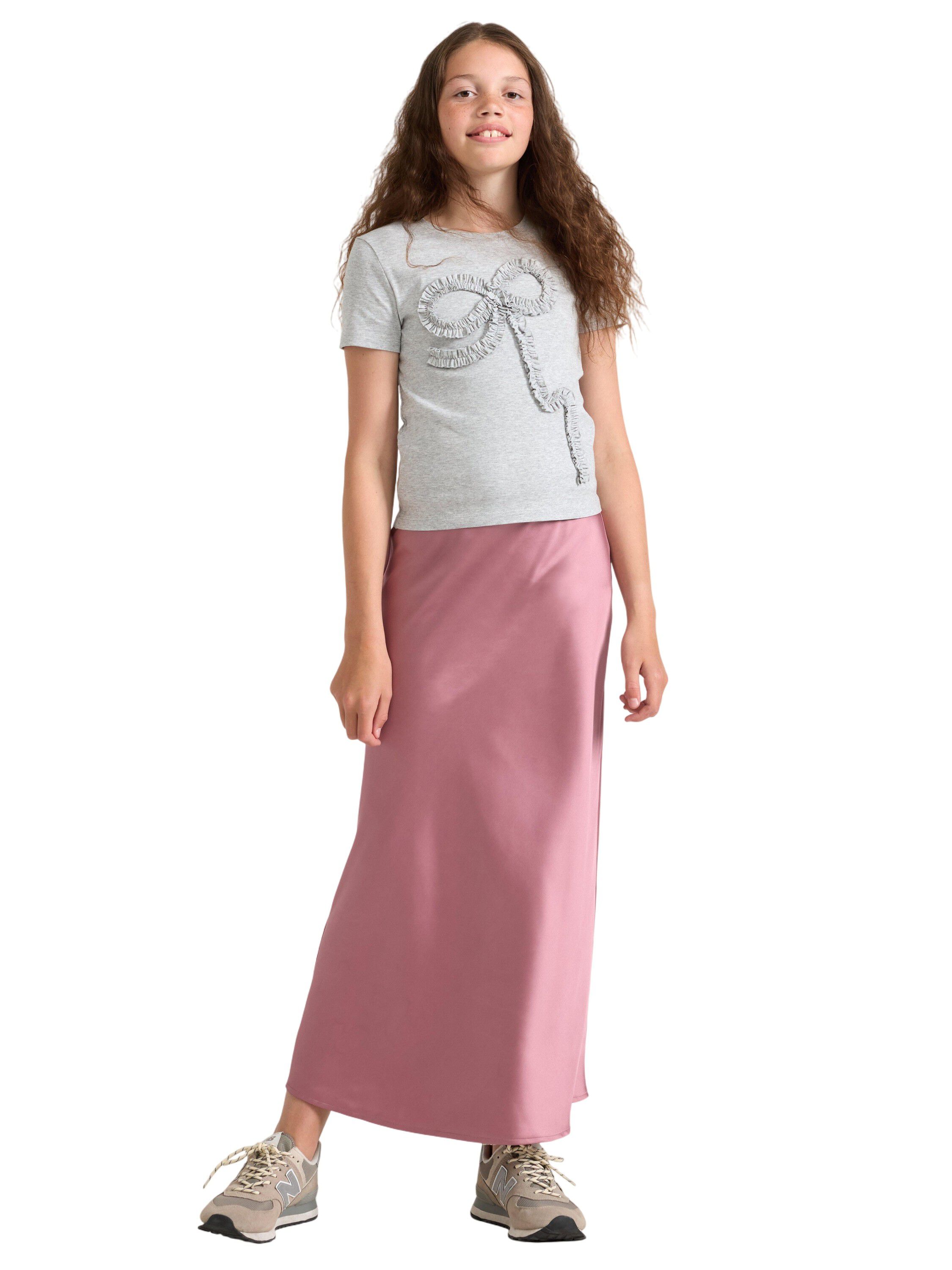 Satin-nederdel med behagelig elasti