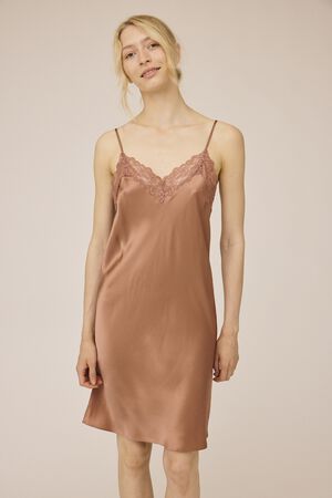 Moon 5 G - Slip Dress w. Lace, 100% Silk