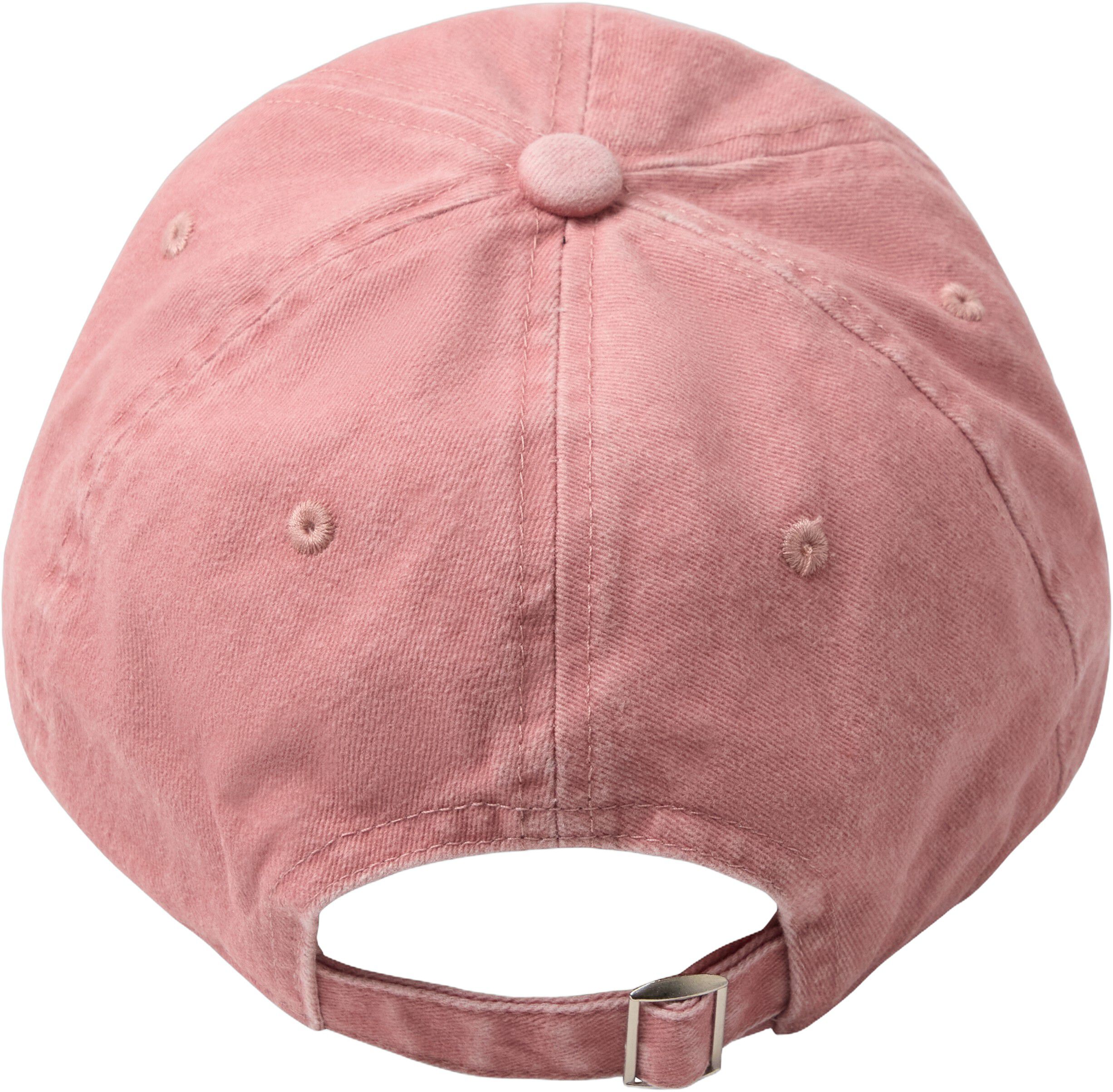 Kasket med broderet tekst foran.