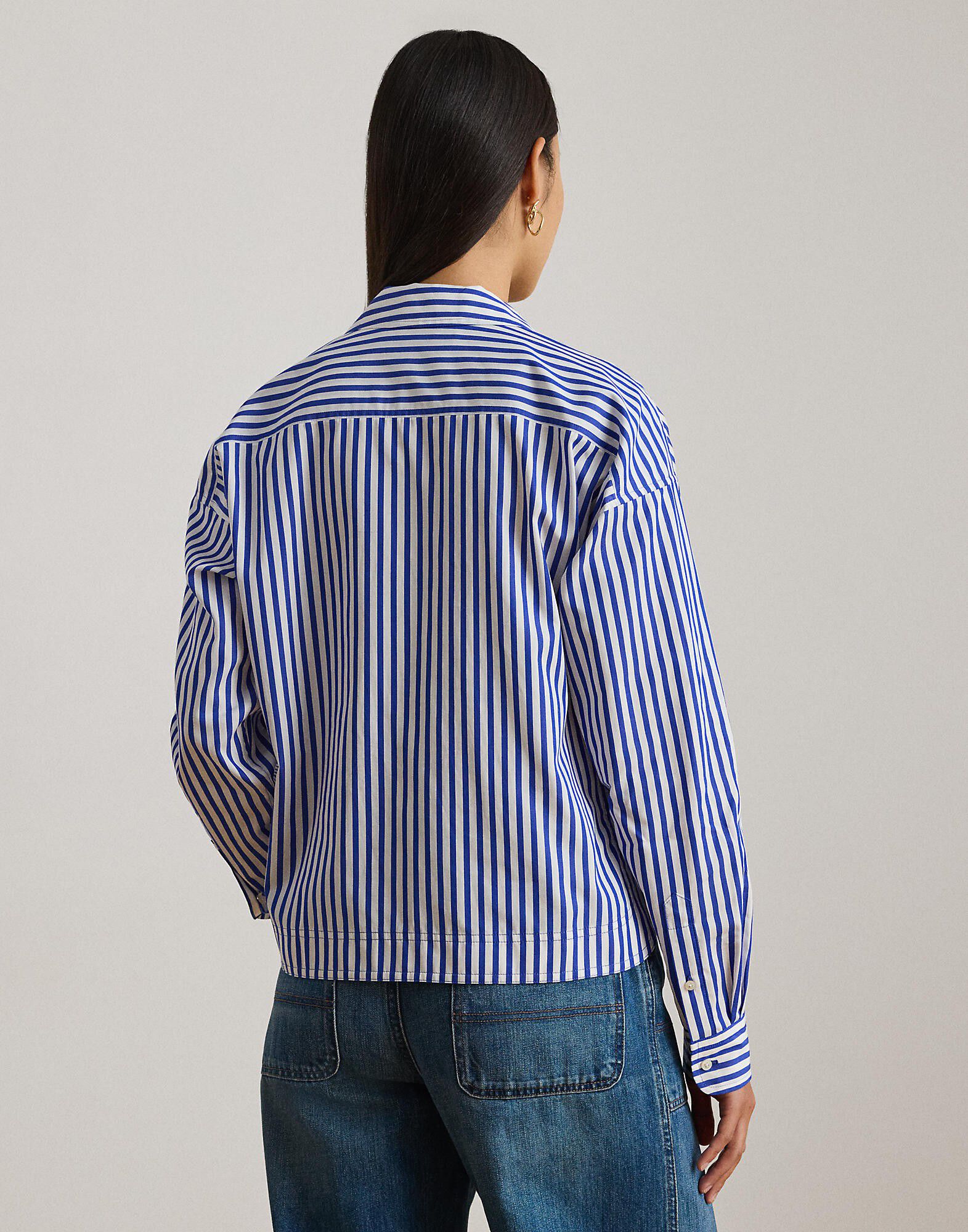 Striped Cotton Broadcloth Cropped Shirt
