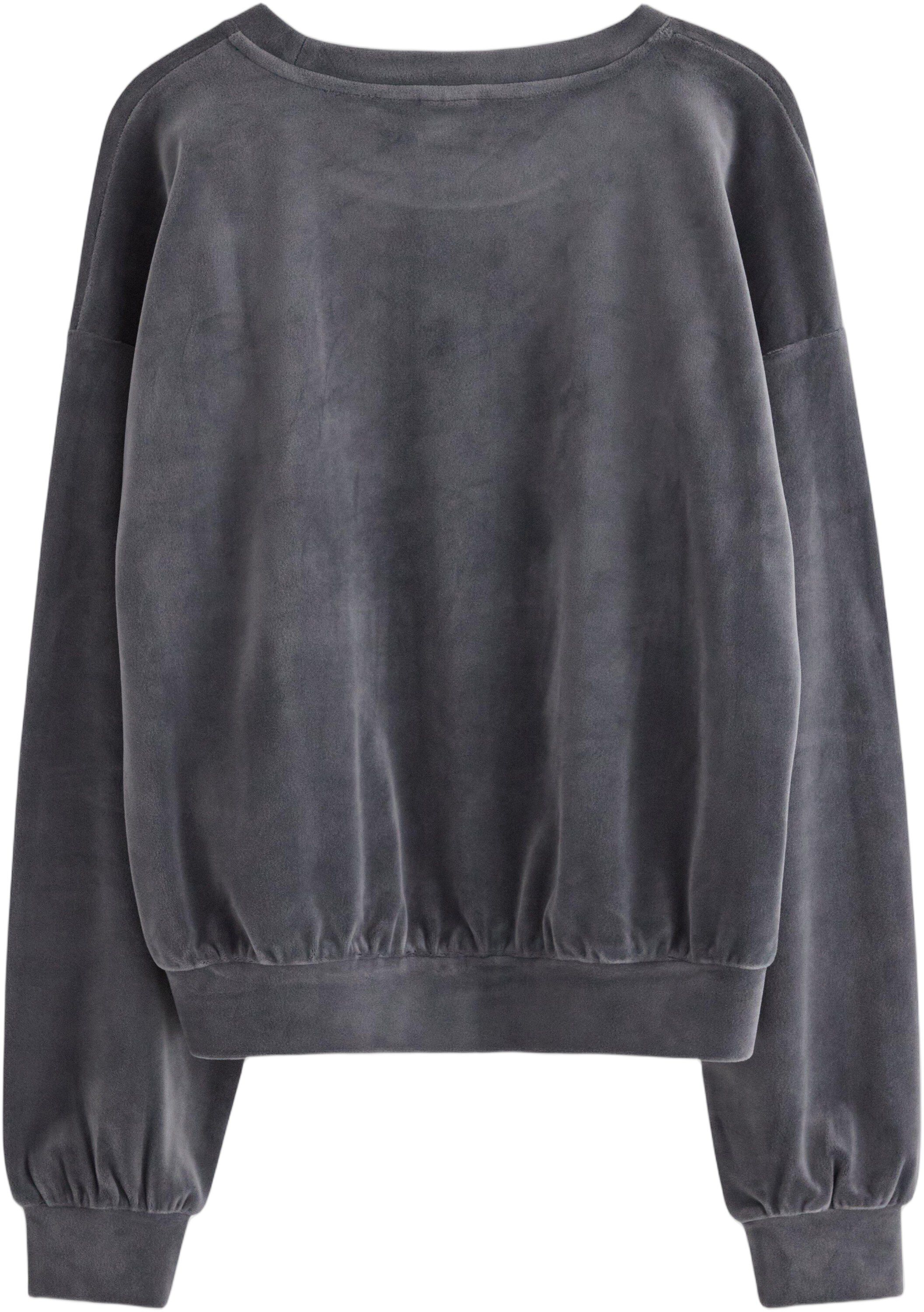 Velour sweatshirt with a round neck