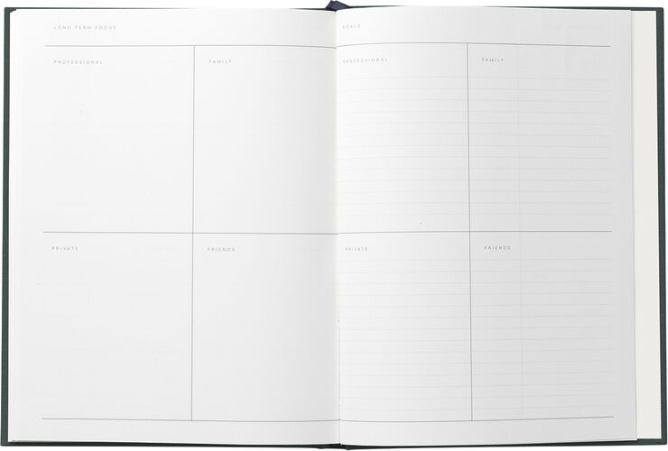 Business Notesbog med dagsplan og mødereferat, Grøn