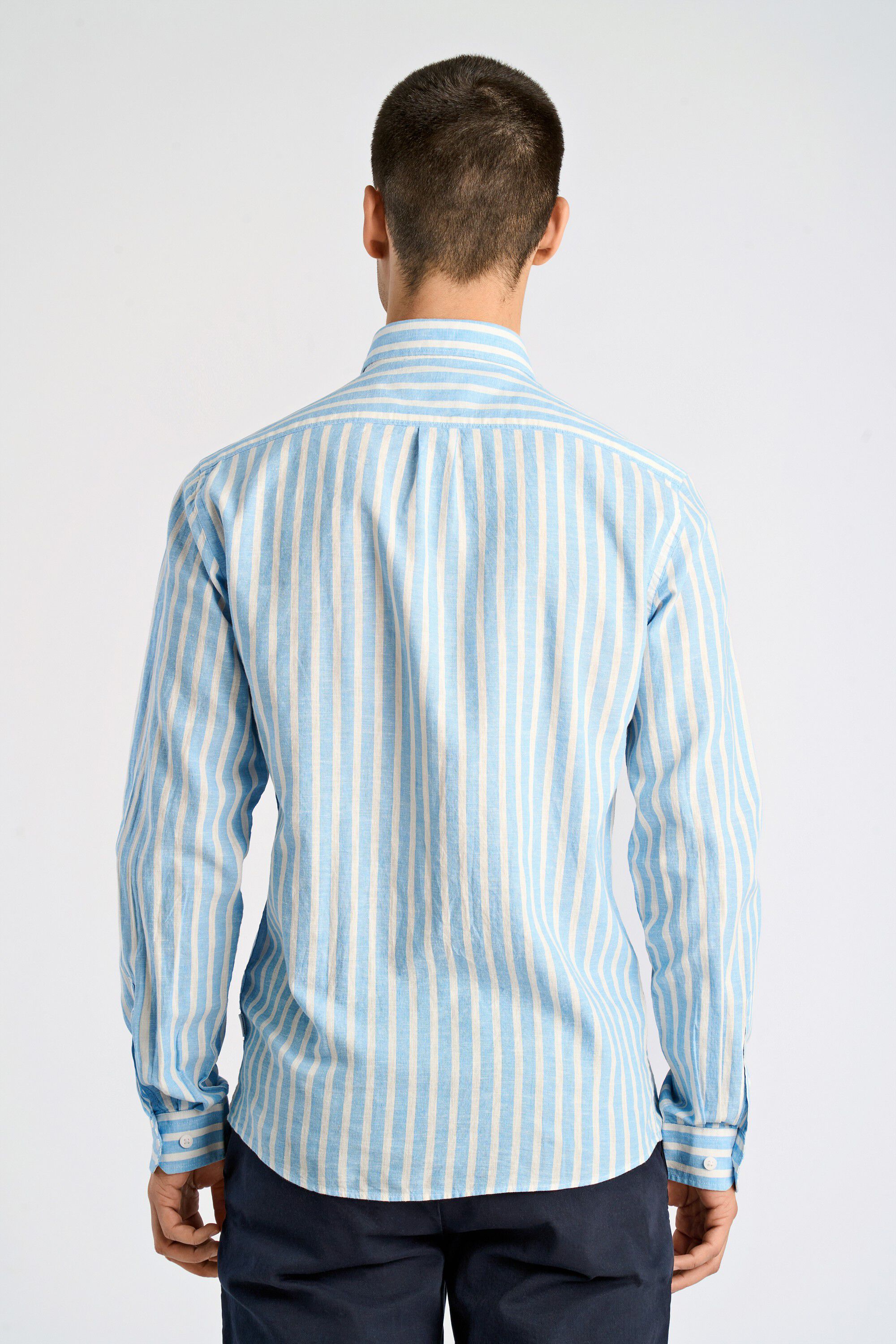 Striped cotton/linen shirt L/S