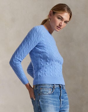Cable Wool-Cashmere Crewneck Sweater