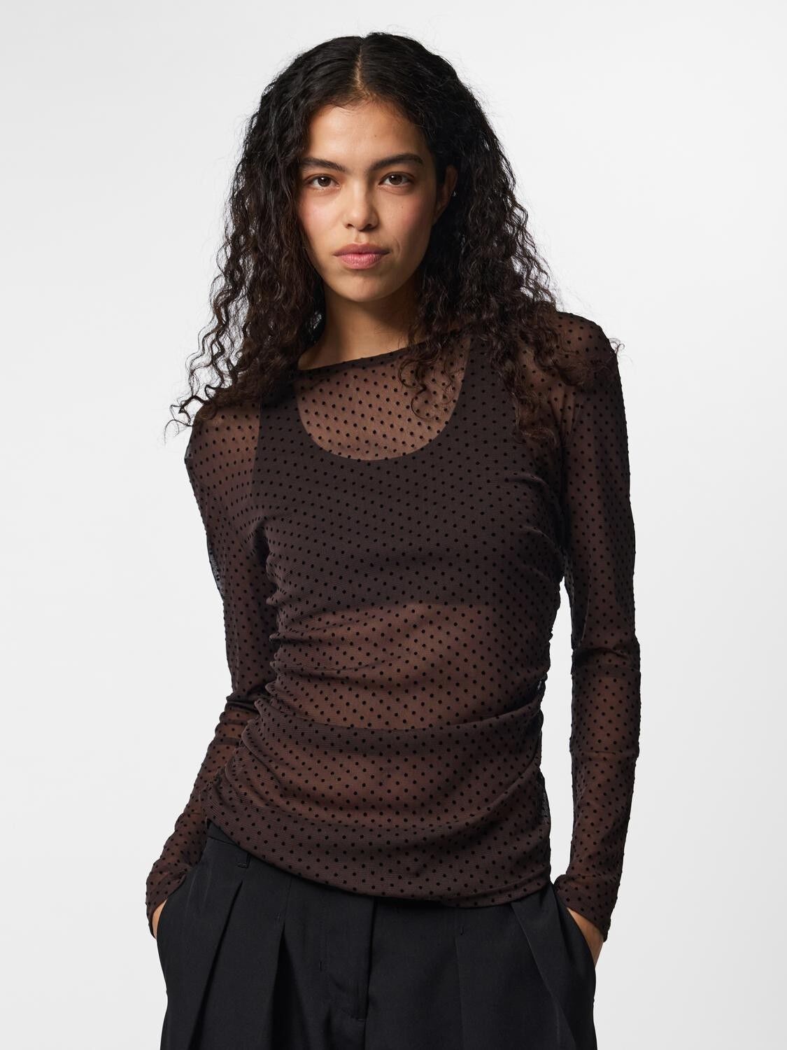Pcbobo Ls Mesh Rouching Top Jrs Noos