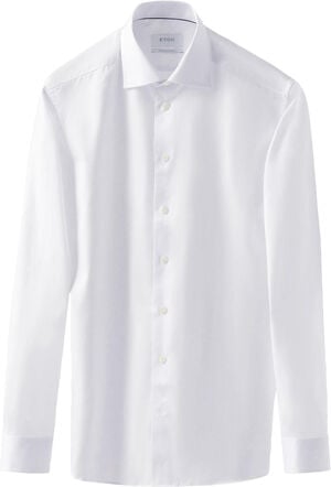 Slim Fit White Signature Twill Shirt - Extra Long Sleeve