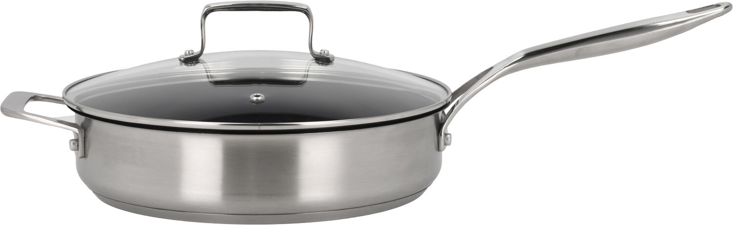 Saut&eacute;panne med glasslokk 79NORD Hybrid 24 cm St&aring;l