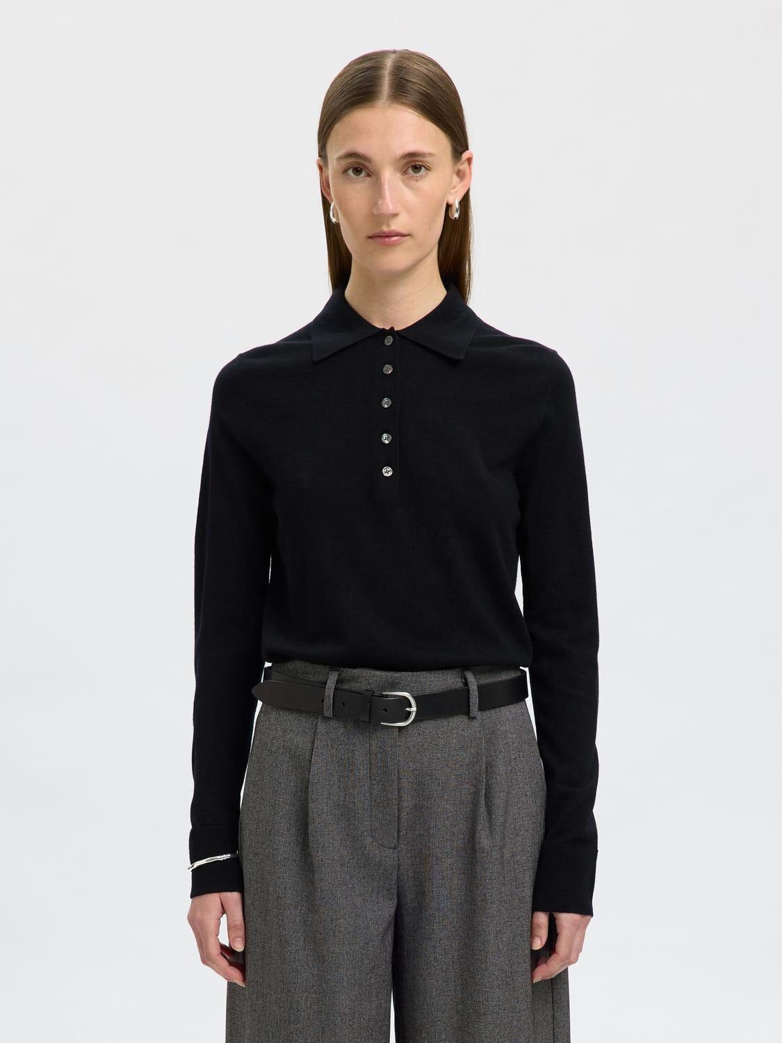 Slfthea Ls Knit Merino Collar Neck Noos