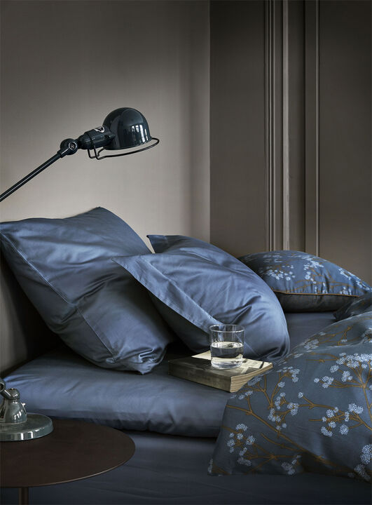 Satin pudebetræk blå