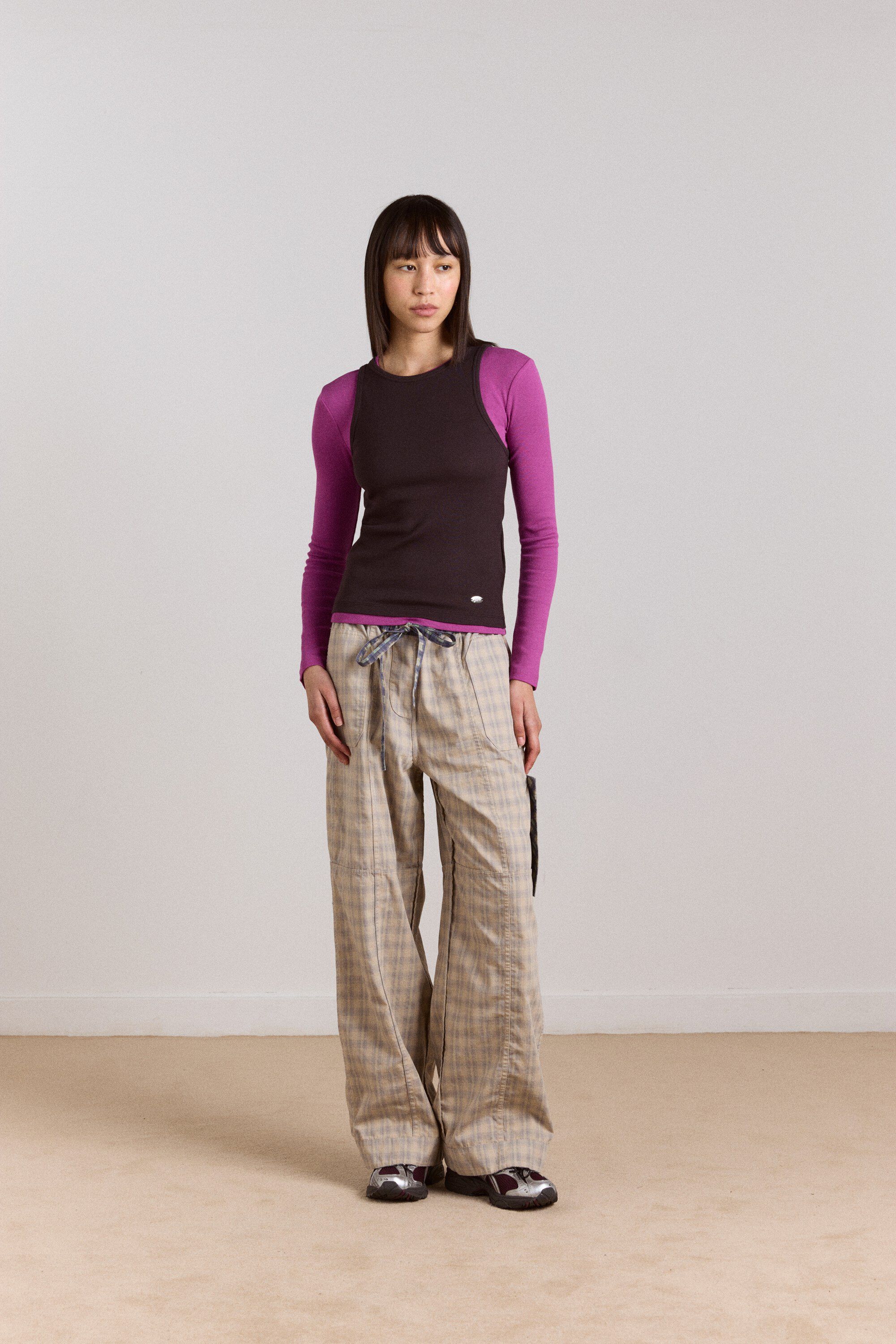 MANON LAYERED LS TOP - CHOC/MAGENTA