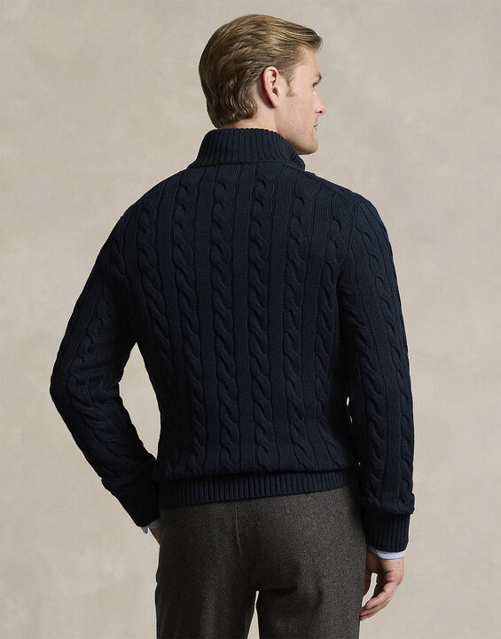 Cable-Knit Cotton Quarter-Zip Sweater
