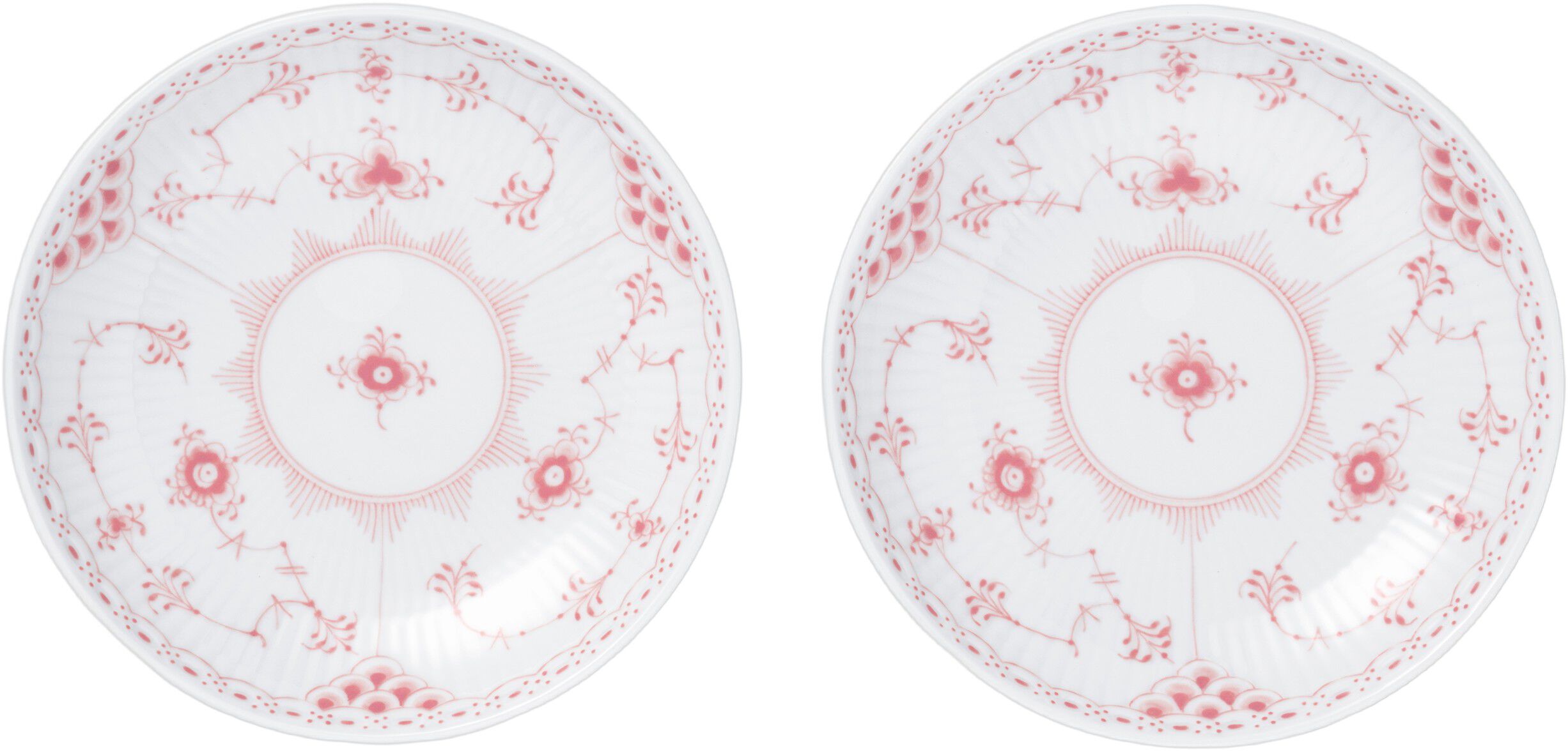 Koral Musselmalet Halvblonde lav sk&aring;l, 15 cm, 2 stk.