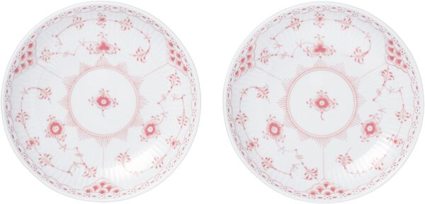 Koral Musselmalet Halvblonde lav skål, 15 cm, 2 stk.