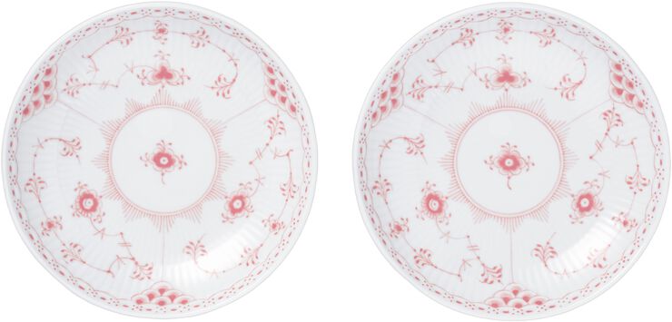 Koral Musselmalet Halvblonde lav skål, 15 cm, 2 stk.