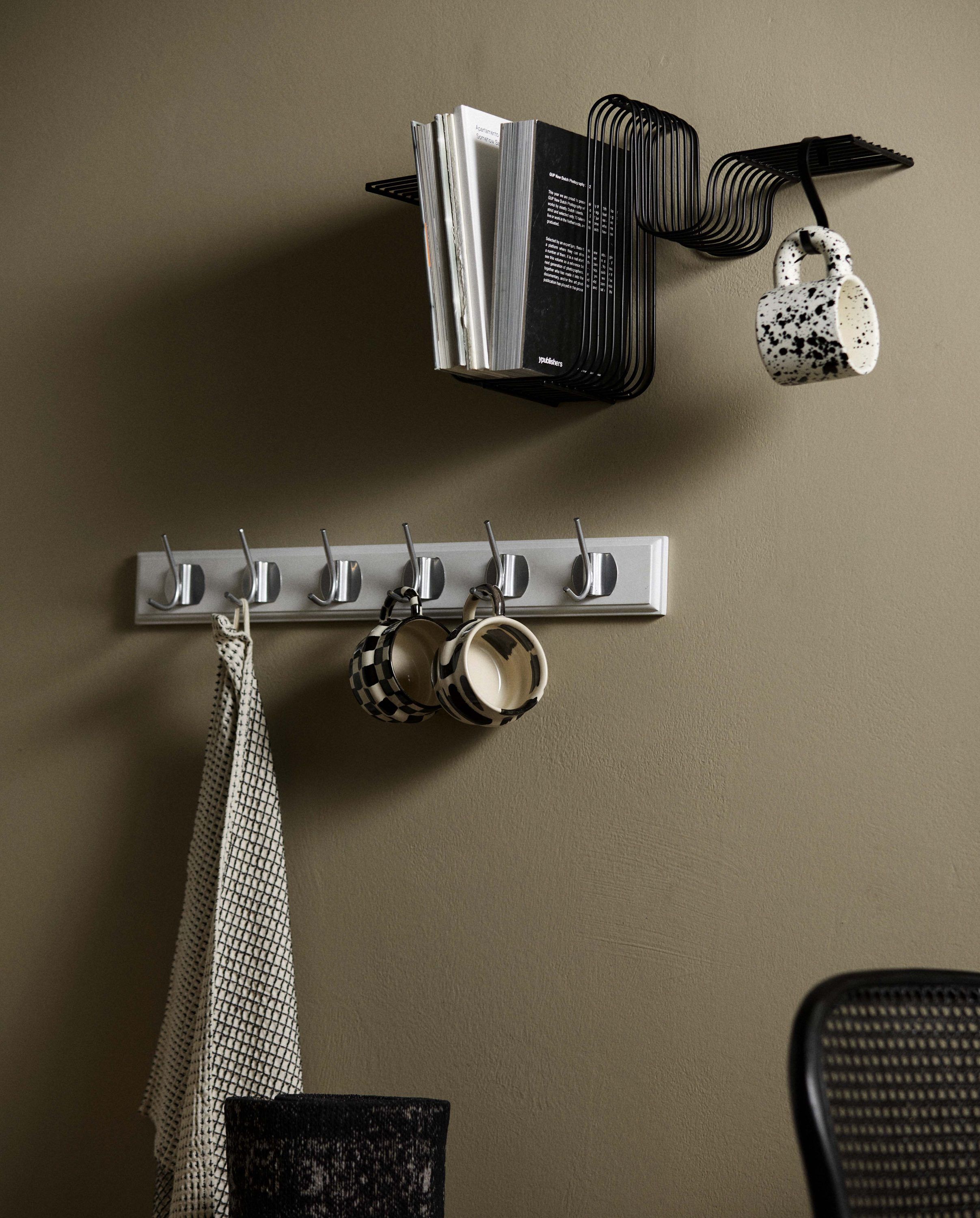 EDGY coat rack, 6 hooks - white w. chrome finish