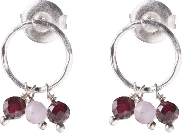 Genuine Garnet Rose Quartz Earrings SP