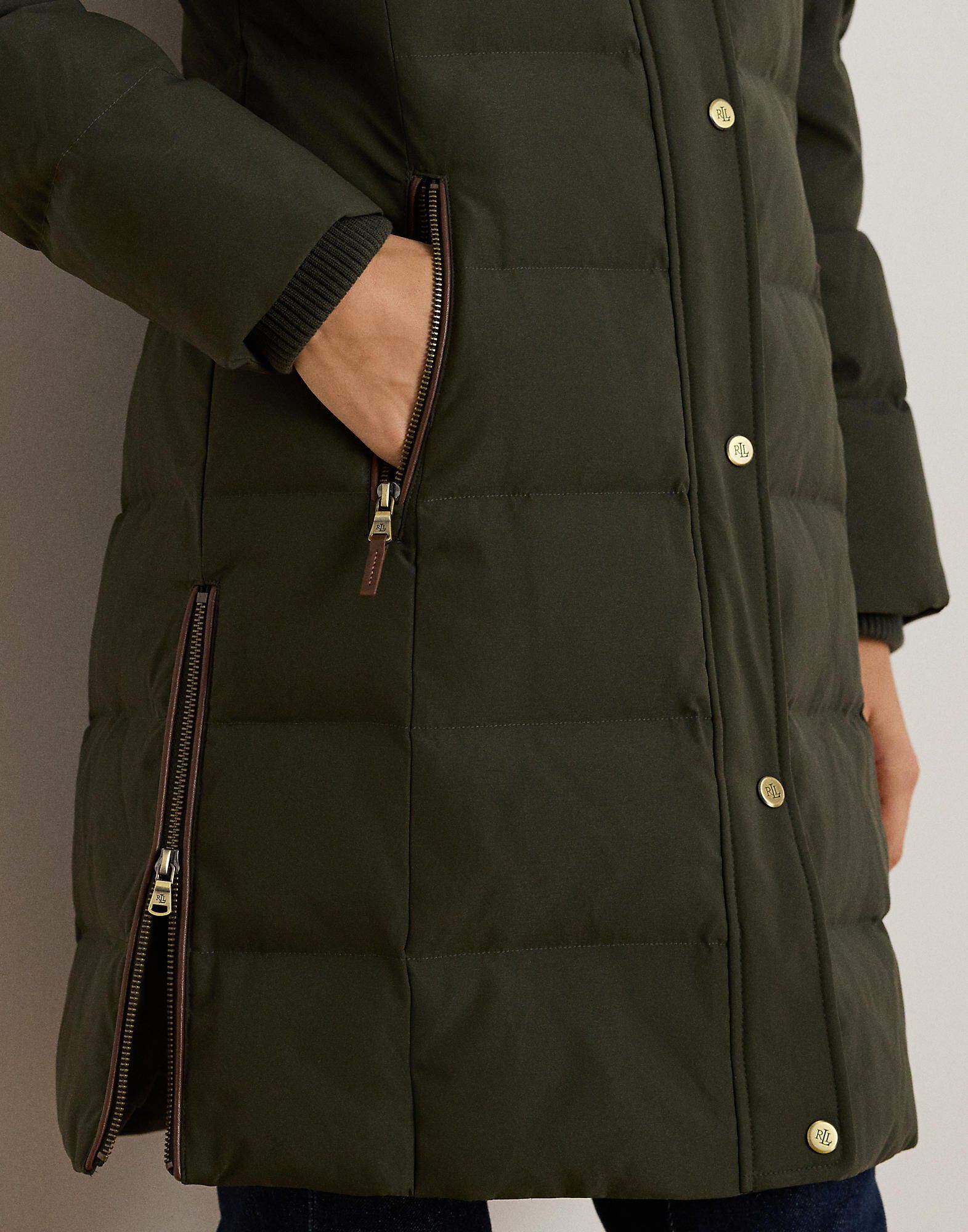 Faux-Fur-Trim Hooded Down Coat