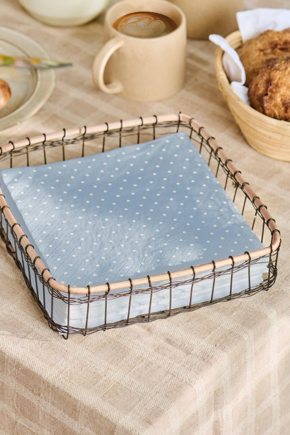 Serviet 20x20 cm Daisies lysebl&aring; m/sm&aring; hvide