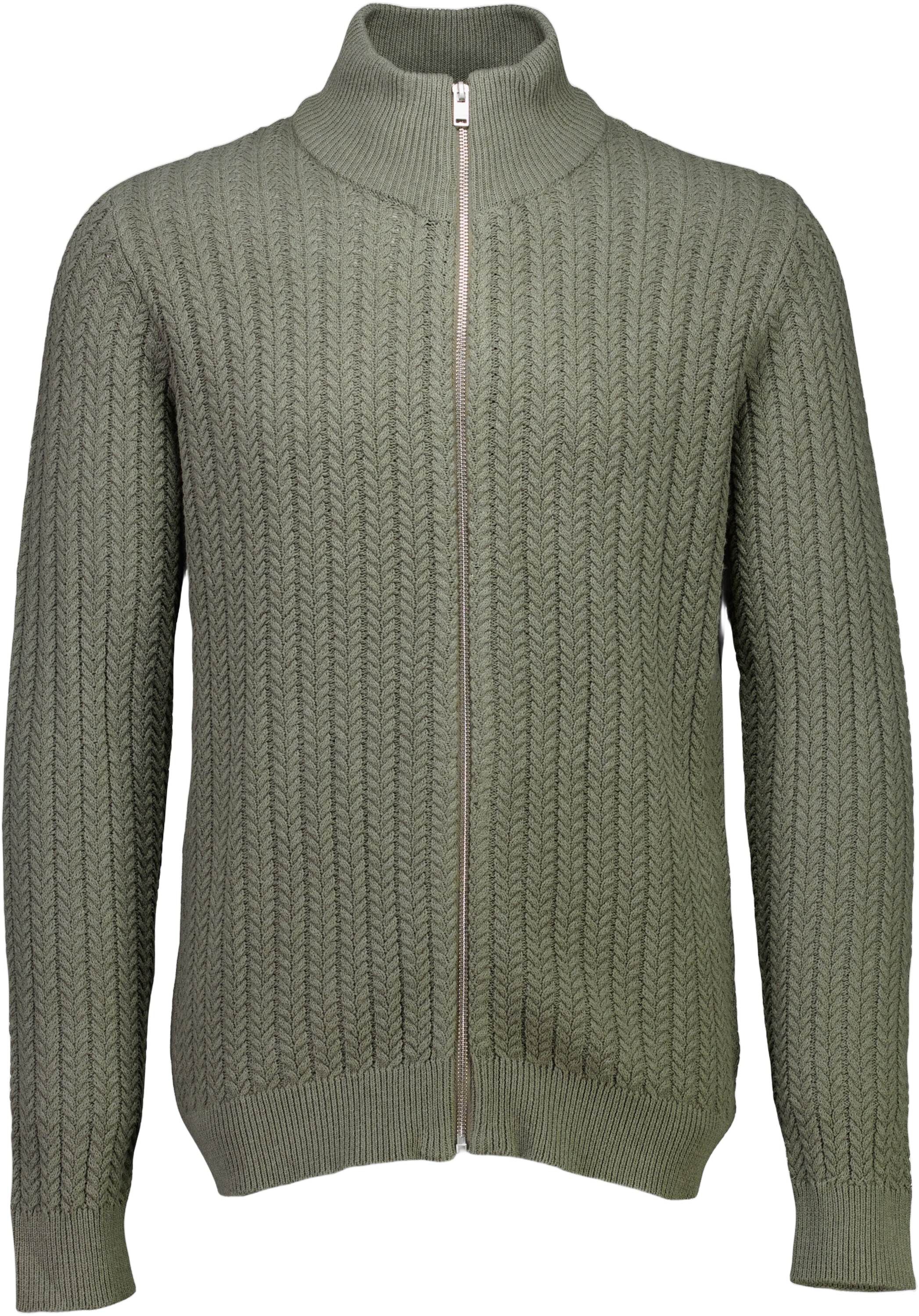 Recycle cabel knit zip cardiga