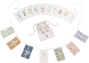 Fødselsdags ranke, gaver, tal 0-9, økologisk bomuld