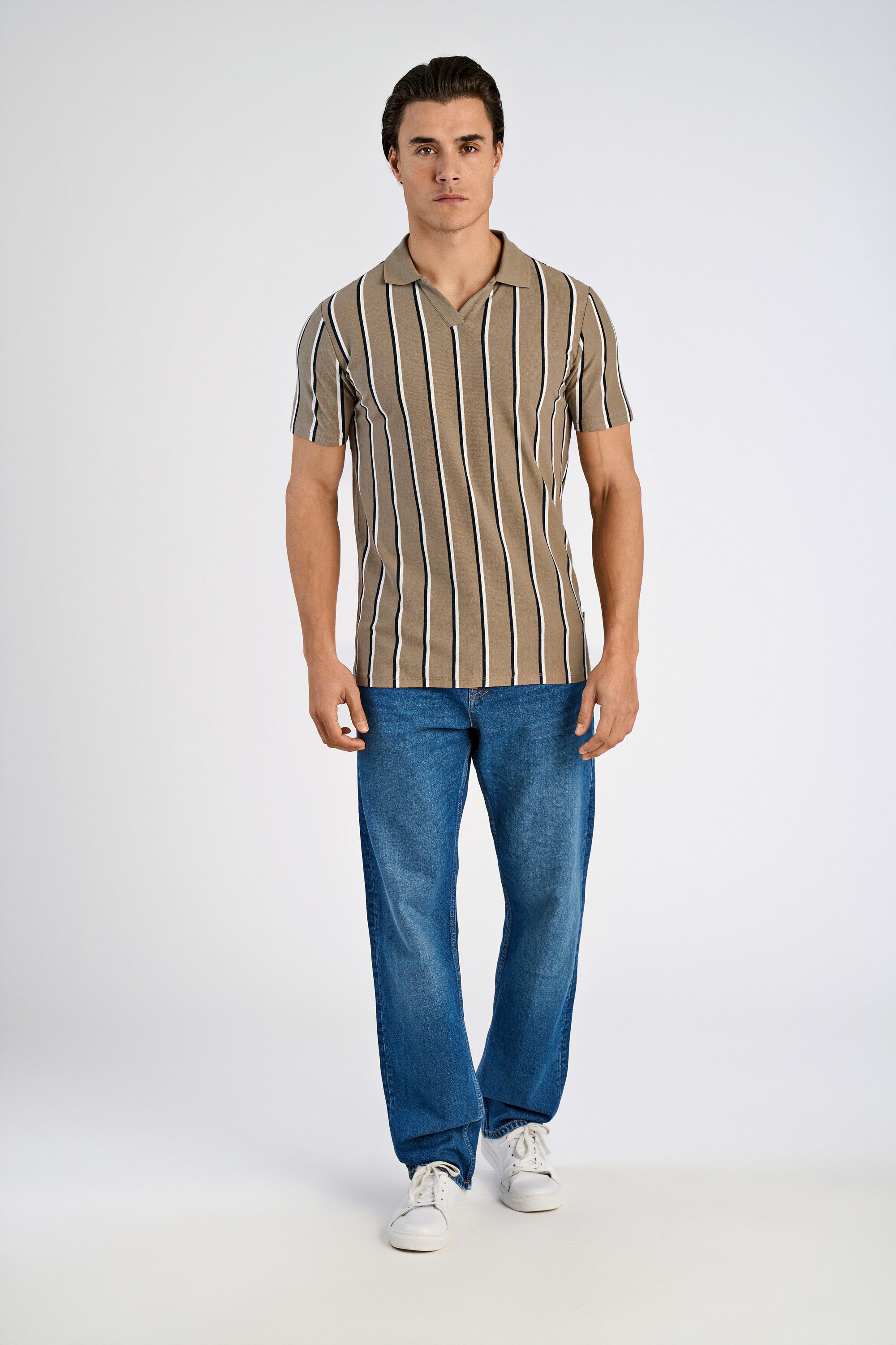 Striped piqu&eacute; polo shirt S/S