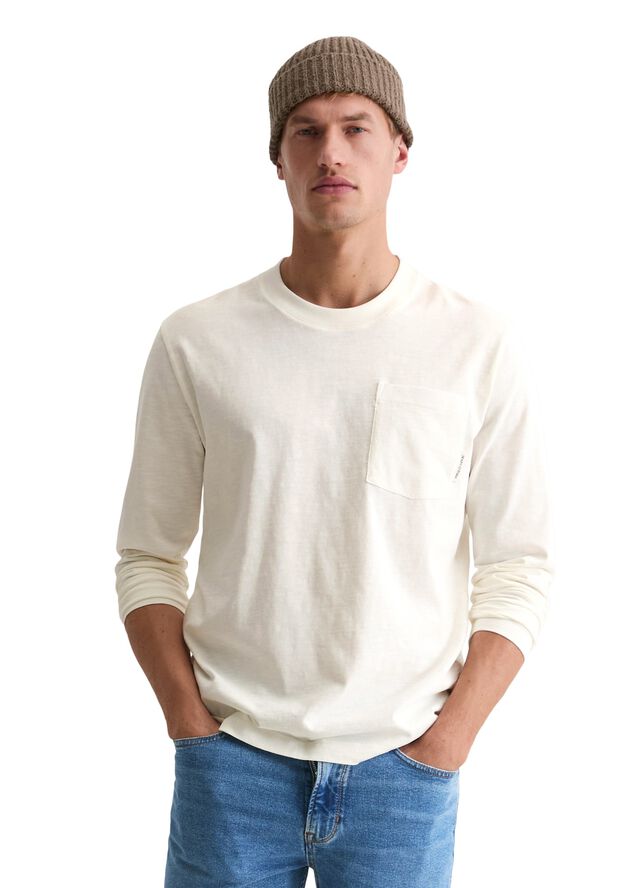 T-shirt, long sleeve, ribbed neck t