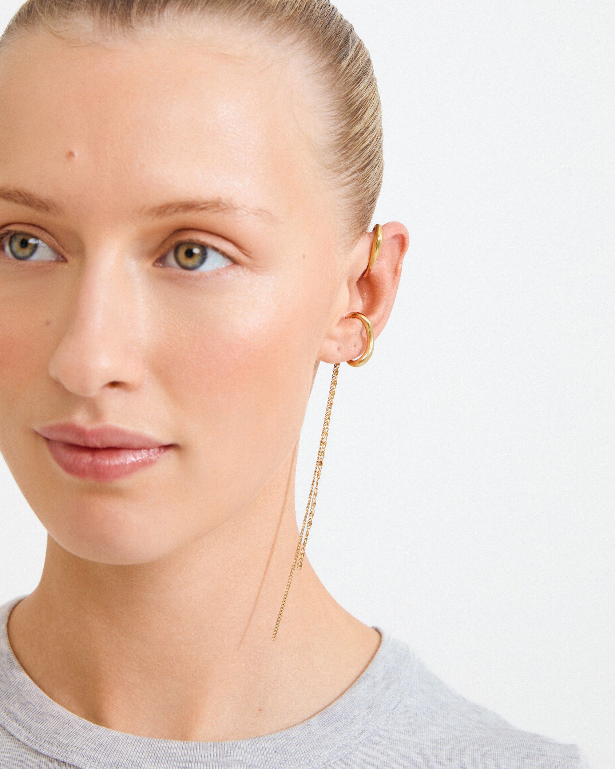 EVON ear cuff, 2-in-1 set, gold-plated